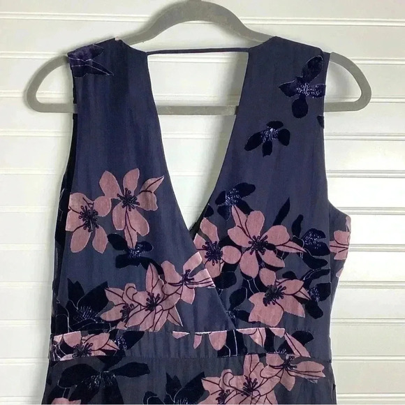 Sam Edelman Burnout Velvet Maxi Dress Size 8 Floral Purple& Blue - Picture 8 of 14